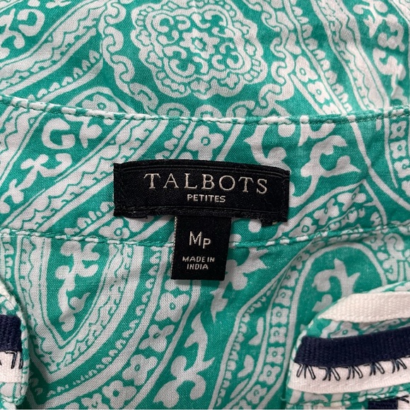 Talbots Paisley Print Cotton Embroidered Tunic Blouse Top Women's Size MP - Picture 9 of 10